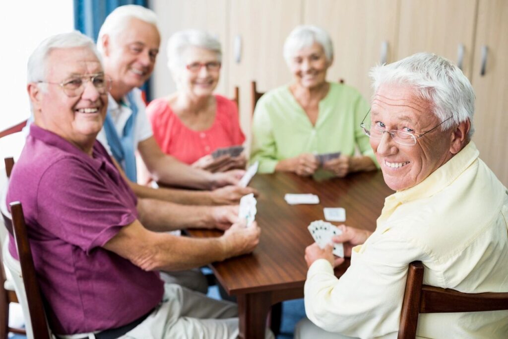 seniors playing cards