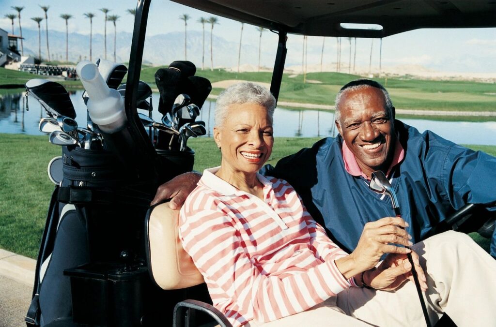 seniors playing golf