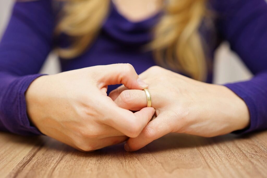 woman with wedding ring