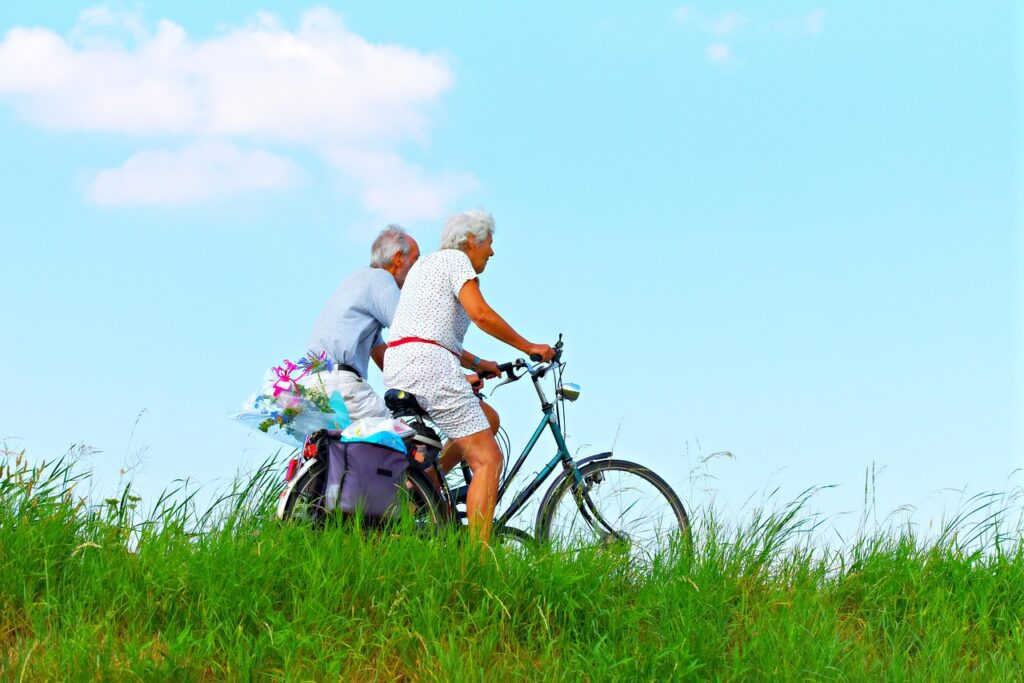 seniors bicycling
