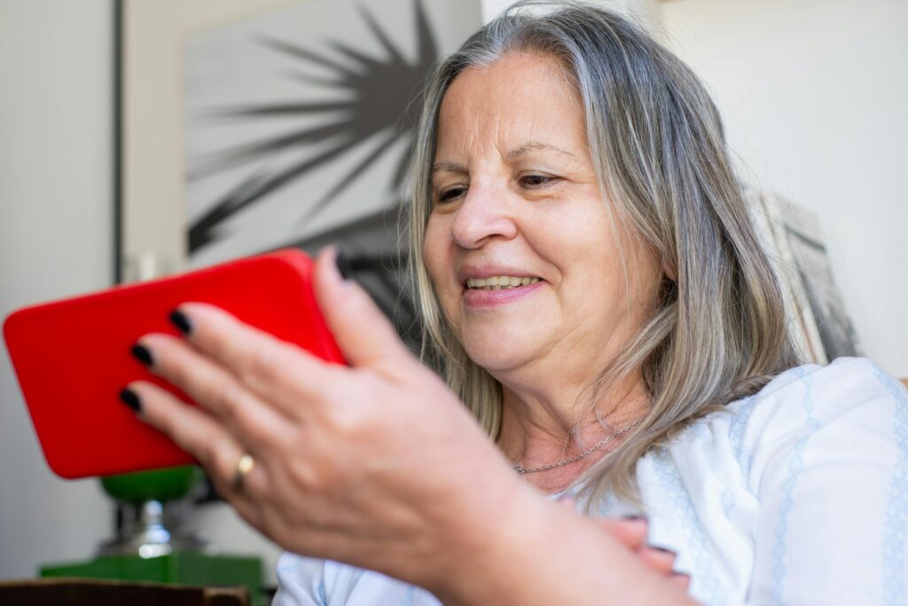 senior woman using cell phone 