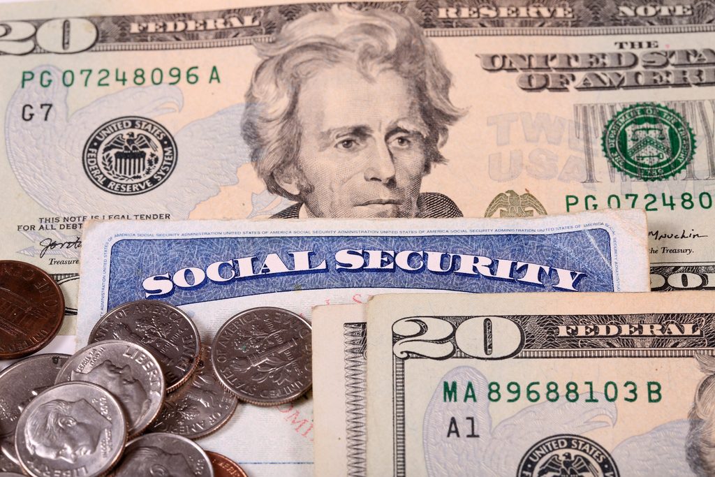 Social Security card and money