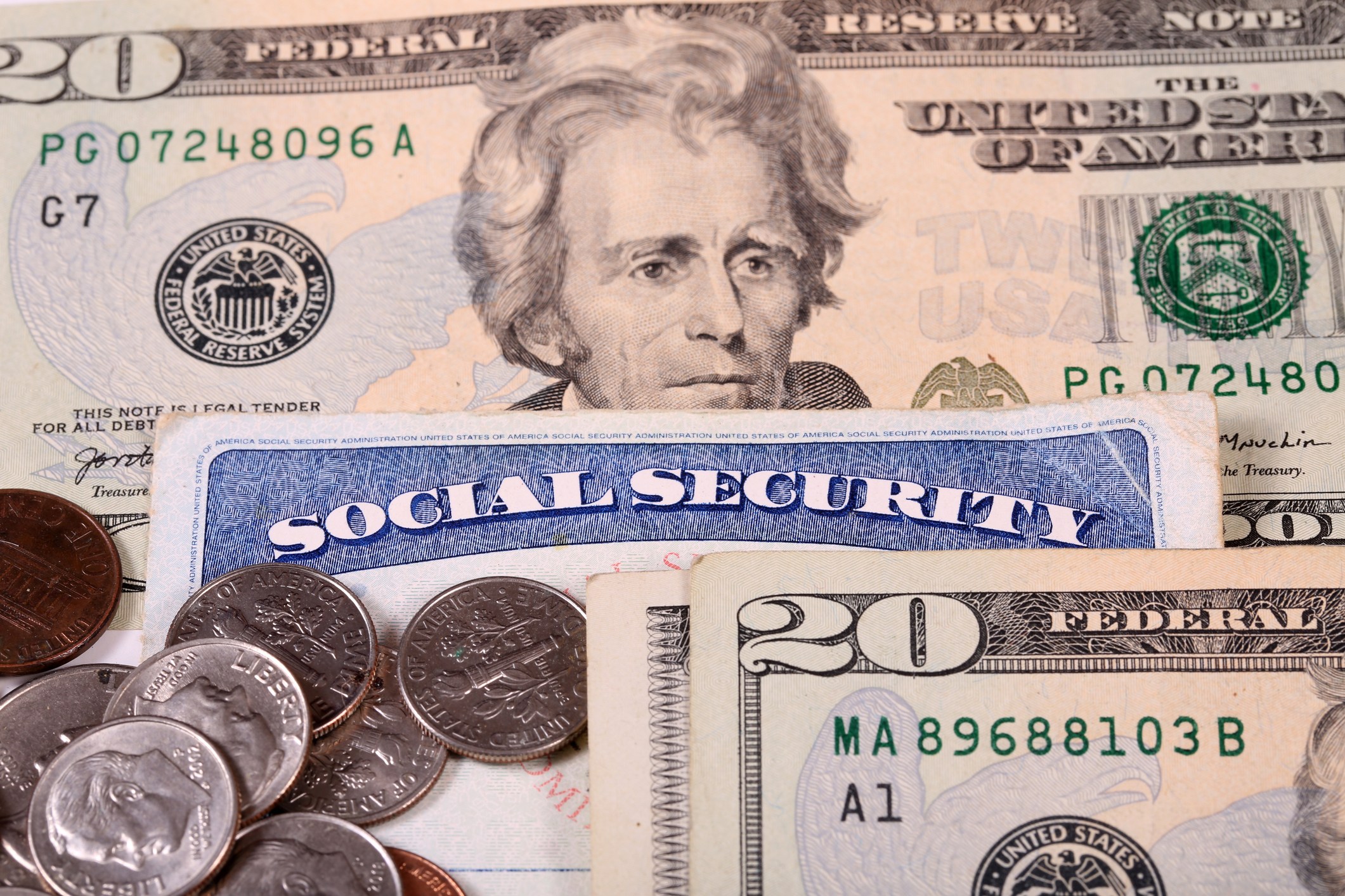 Social Security card and money